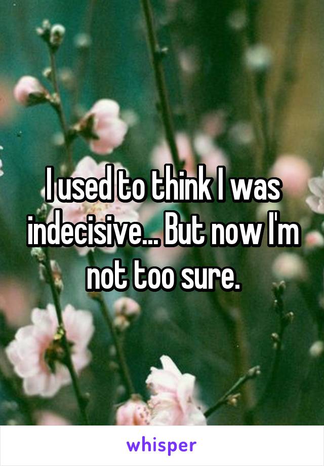 I used to think I was indecisive... But now I'm not too sure.