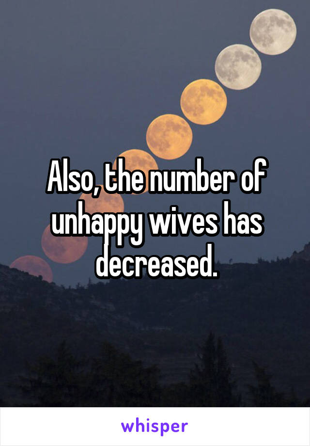 Also, the number of unhappy wives has decreased.