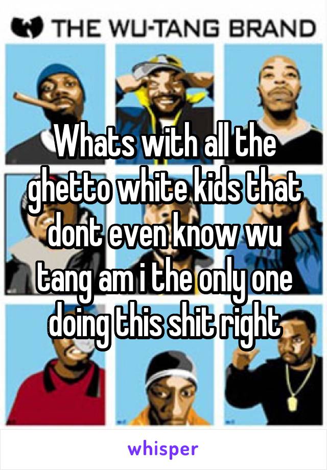 Whats with all the ghetto white kids that dont even know wu tang am i the only one doing this shit right