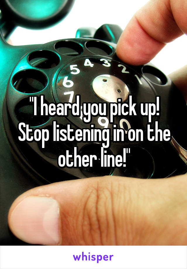 "I heard you pick up! Stop listening in on the other line!"