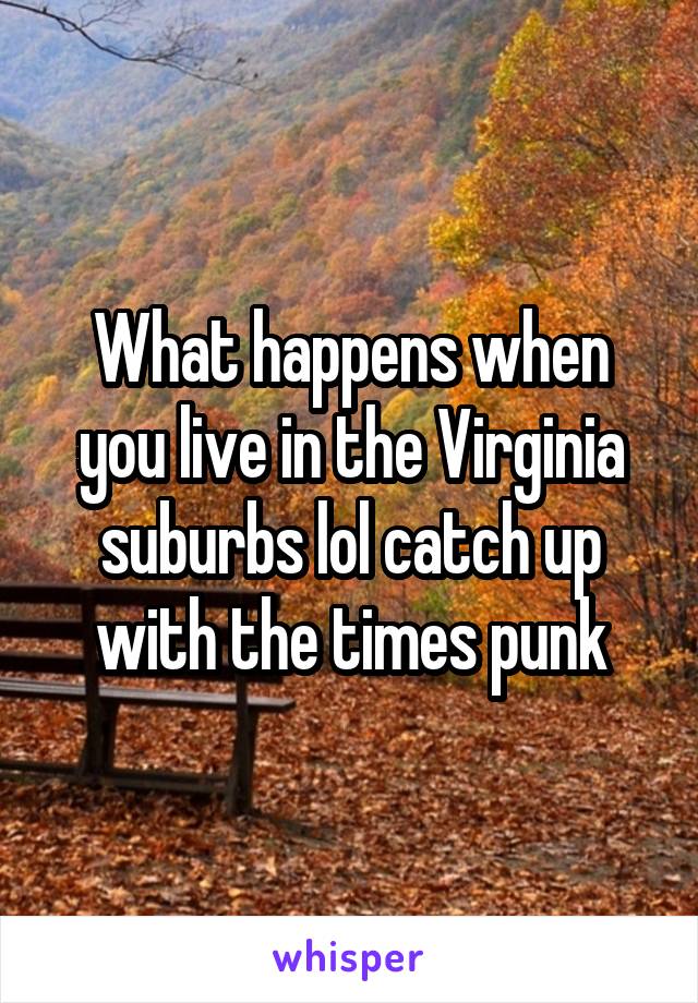 What happens when you live in the Virginia suburbs lol catch up with the times punk