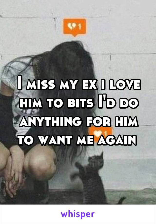 I miss my ex i love him to bits I'd do anything for him to want me again 