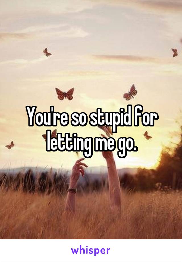 You're so stupid for letting me go.