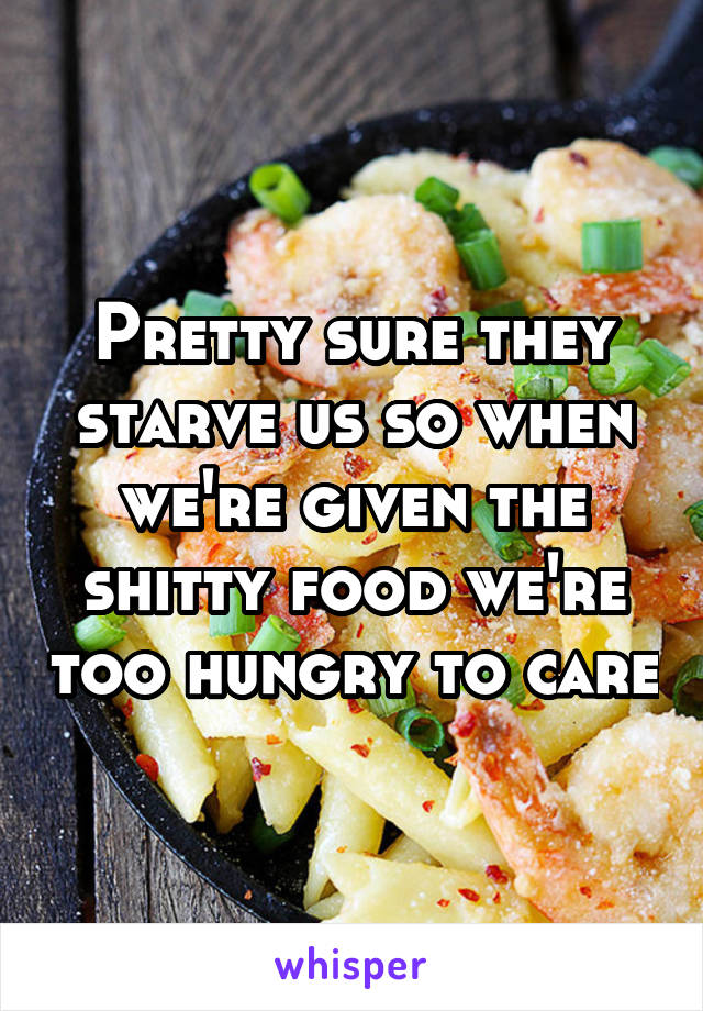 Pretty sure they starve us so when we're given the shitty food we're too hungry to care