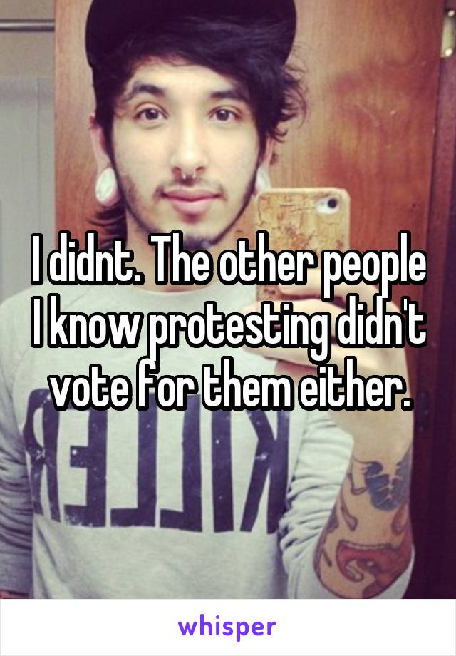 I didnt. The other people I know protesting didn't vote for them either.