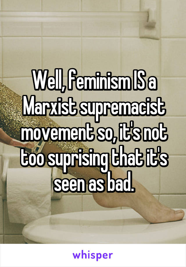 Well, feminism IS a Marxist supremacist movement so, it's not too suprising that it's seen as bad.