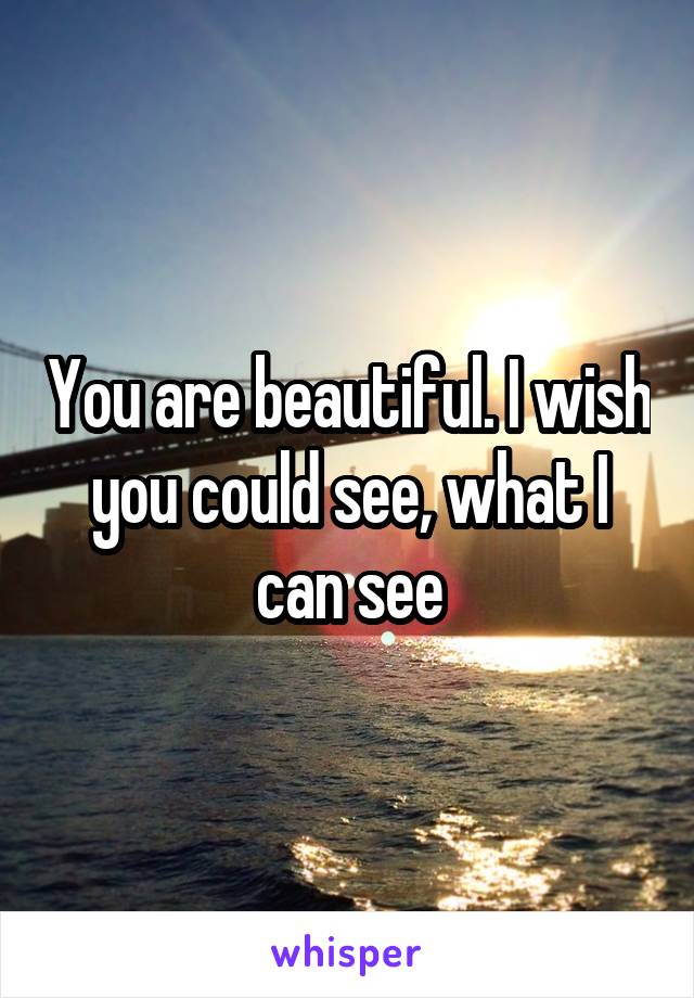 You are beautiful. I wish you could see, what I can see