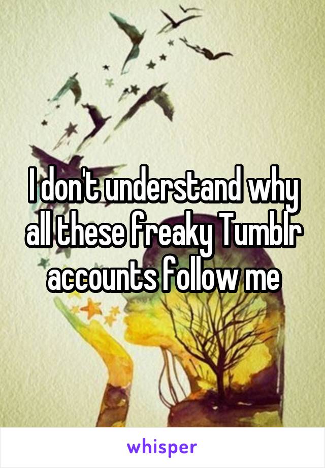 I don't understand why all these freaky Tumblr accounts follow me
