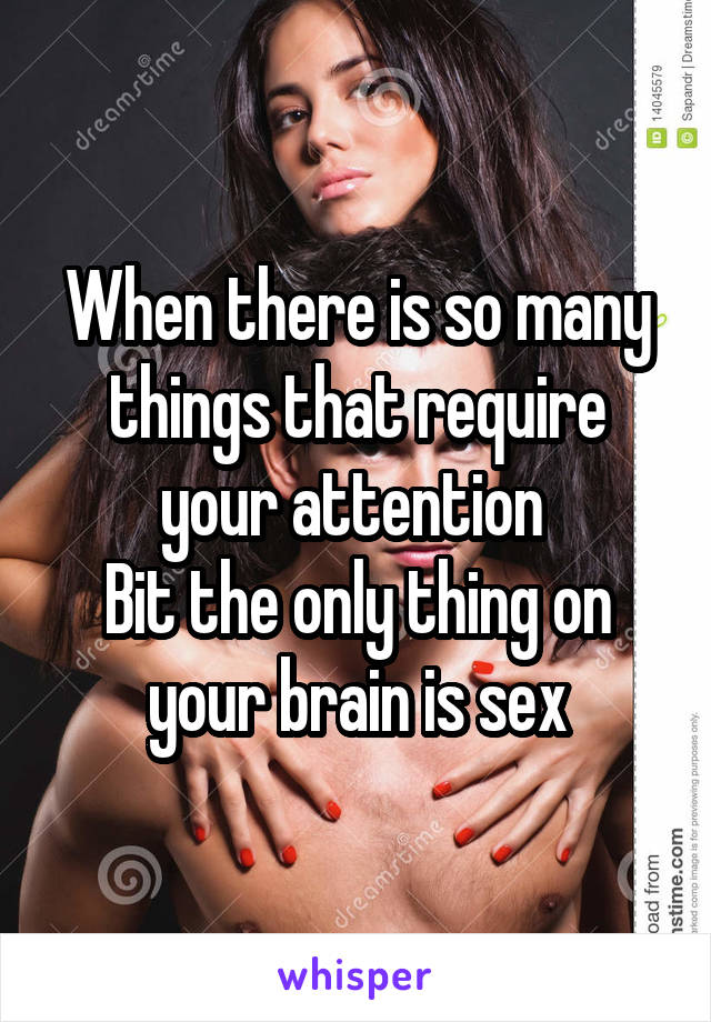 When there is so many things that require your attention 
Bit the only thing on your brain is sex