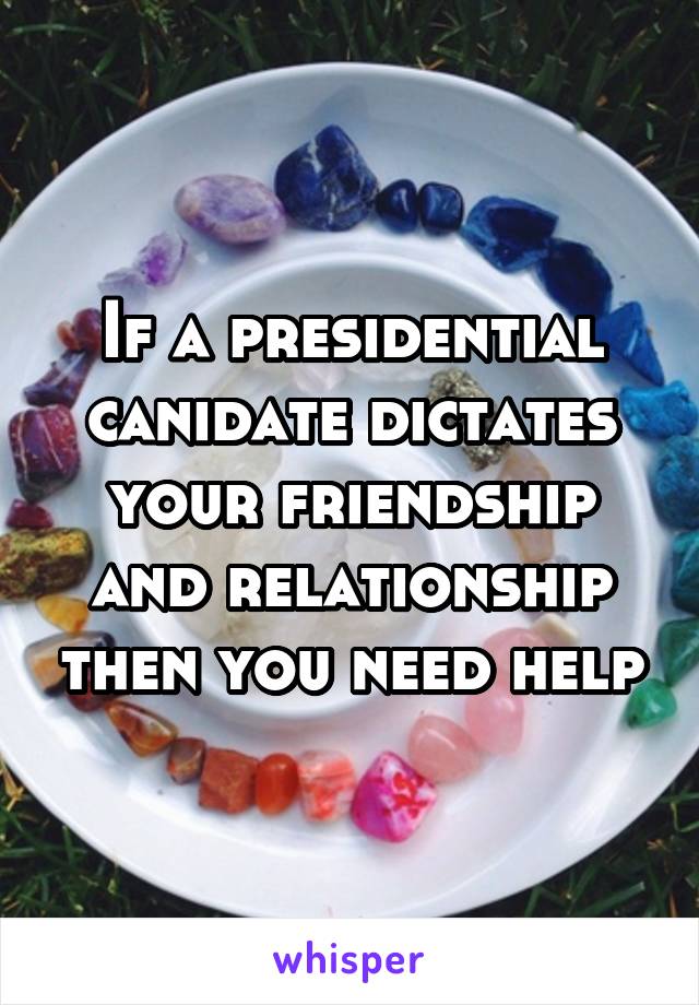 If a presidential canidate dictates your friendship and relationship then you need help