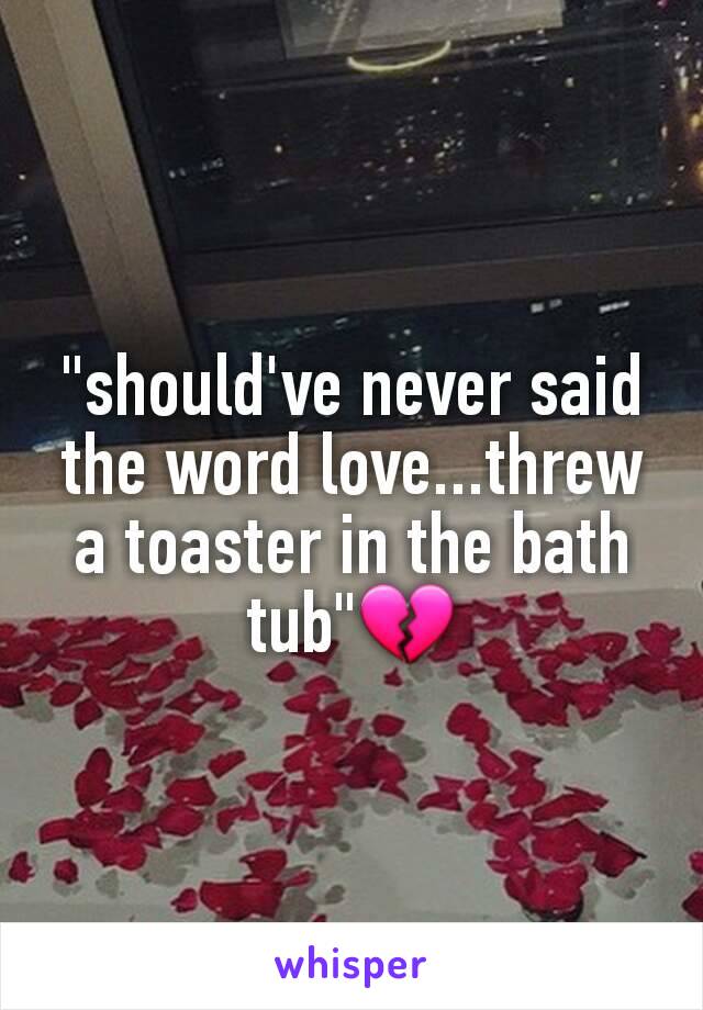 "should've never said the word love...threw a toaster in the bath tub"💔