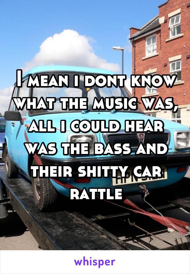 I mean i dont know what the music was, all i could hear was the bass and their shitty car rattle
