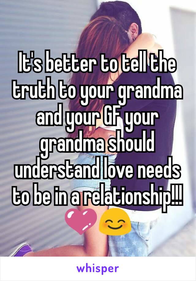 It's better to tell the truth to your grandma and your GF your grandma should understand love needs to be in a relationship!!! 💜😊