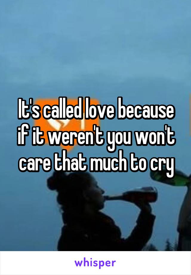 It's called love because if it weren't you won't care that much to cry