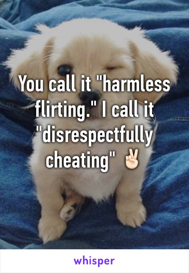 You call it "harmless flirting." I call it "disrespectfully cheating" ✌🏻️