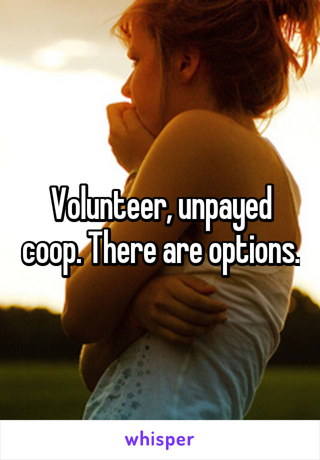 Volunteer, unpayed coop. There are options.