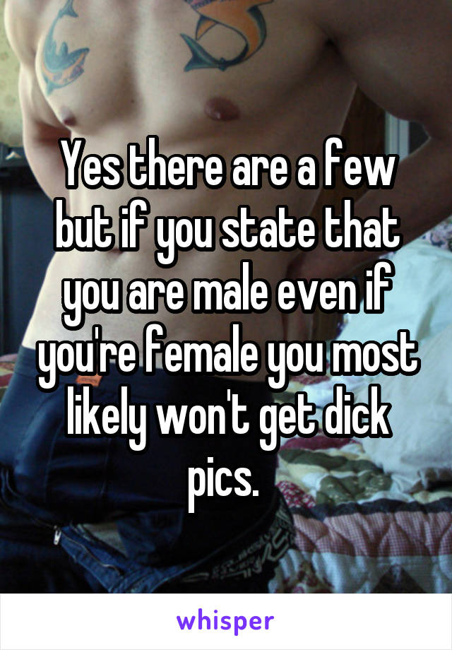 Yes there are a few but if you state that you are male even if you're female you most likely won't get dick pics. 