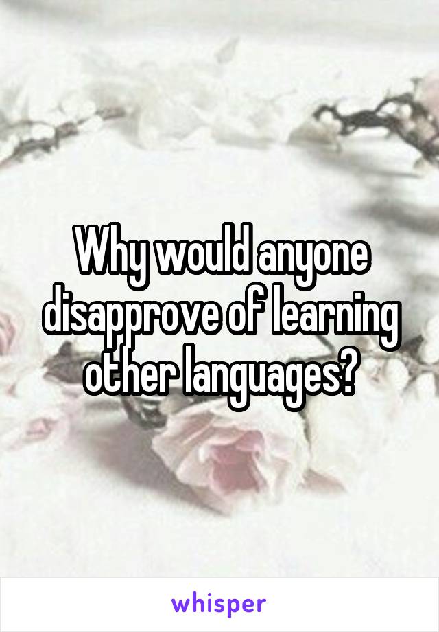 Why would anyone disapprove of learning other languages?