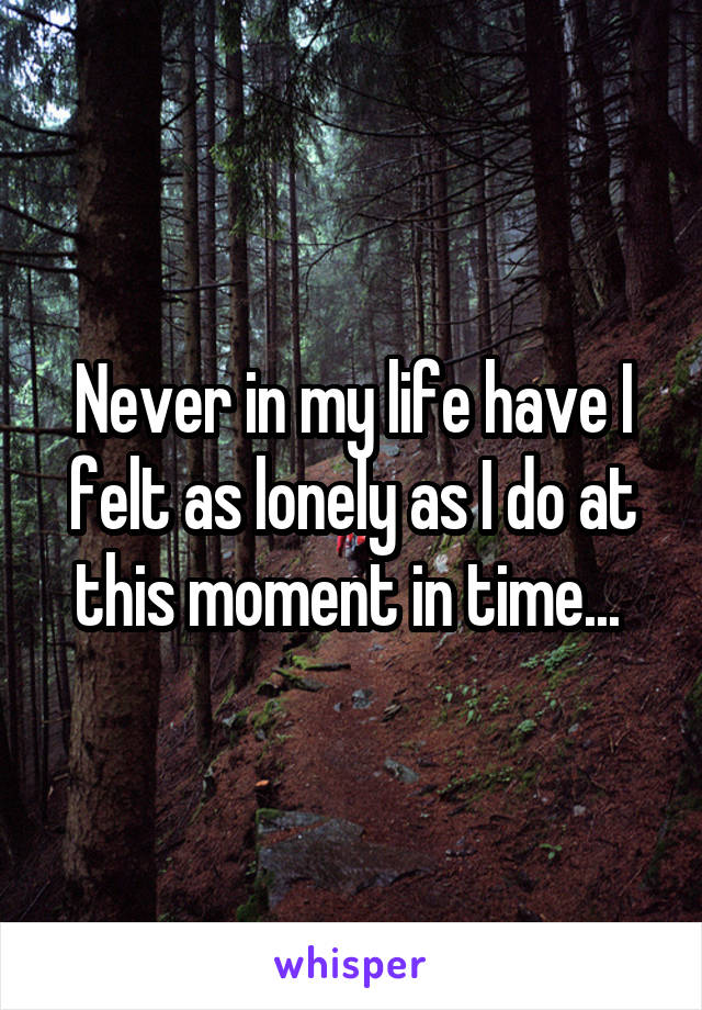 Never in my life have I felt as lonely as I do at this moment in time... 