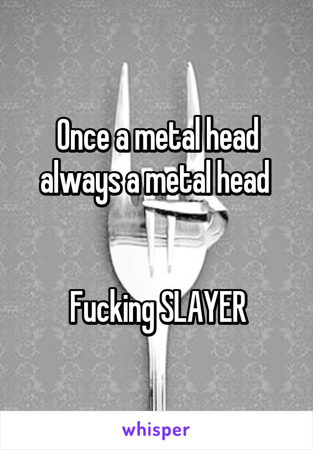 Once a metal head always a metal head 


Fucking SLAYER