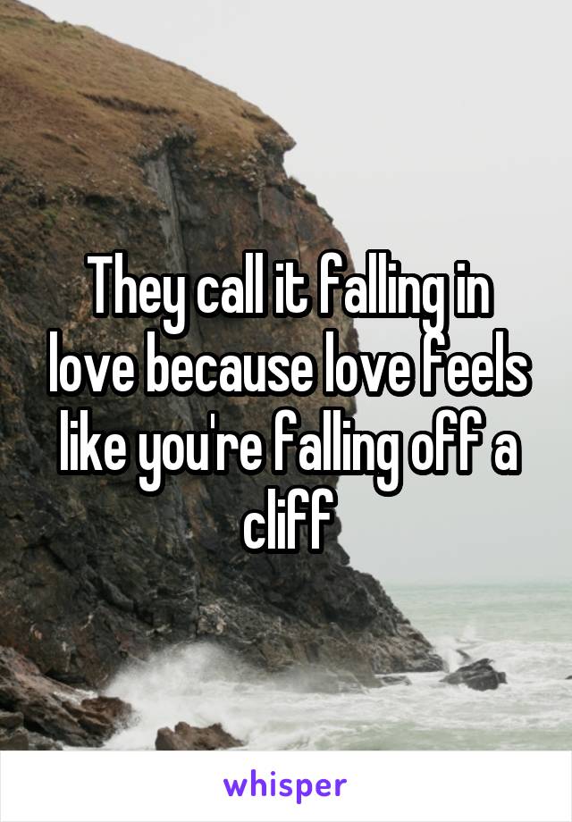 They call it falling in love because love feels like you're falling off a cliff
