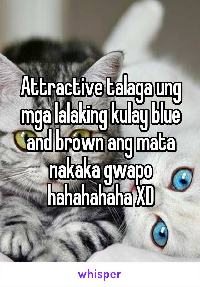 Attractive talaga ung mga lalaking kulay blue and brown ang mata nakaka gwapo hahahahaha XD