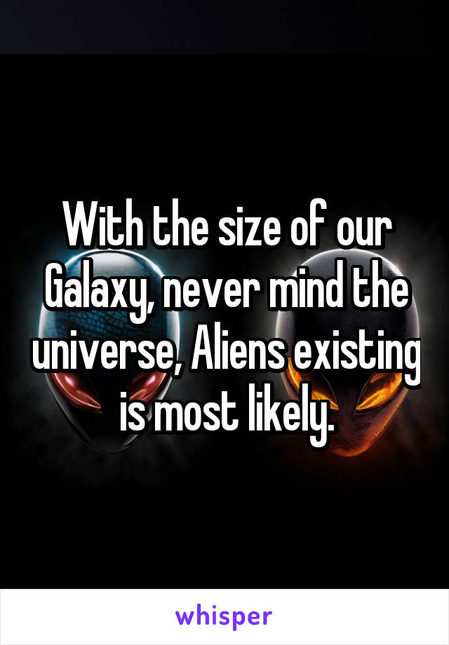 With the size of our Galaxy, never mind the universe, Aliens existing is most likely.