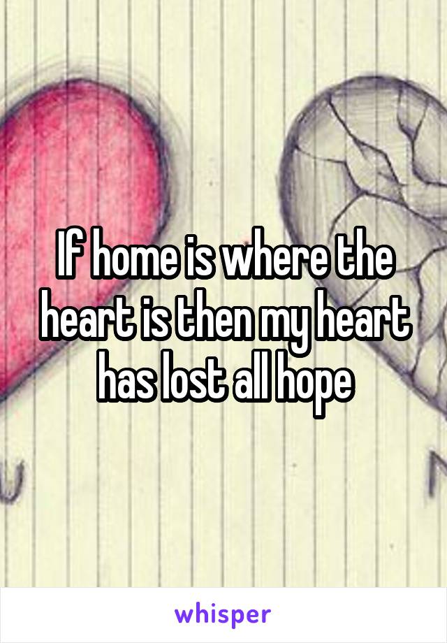 If home is where the heart is then my heart has lost all hope