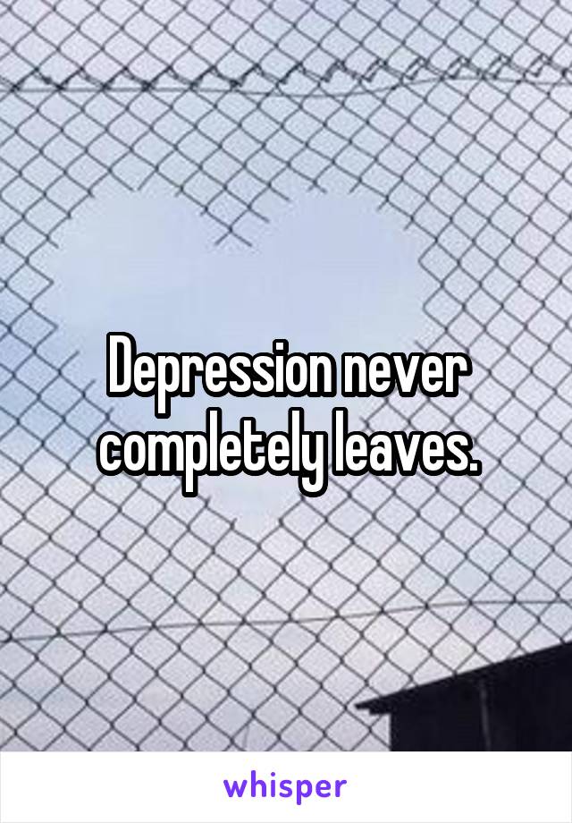 Depression never completely leaves.