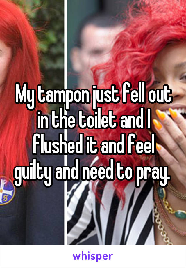 My tampon just fell out in the toilet and I flushed it and feel guilty and need to pray. 