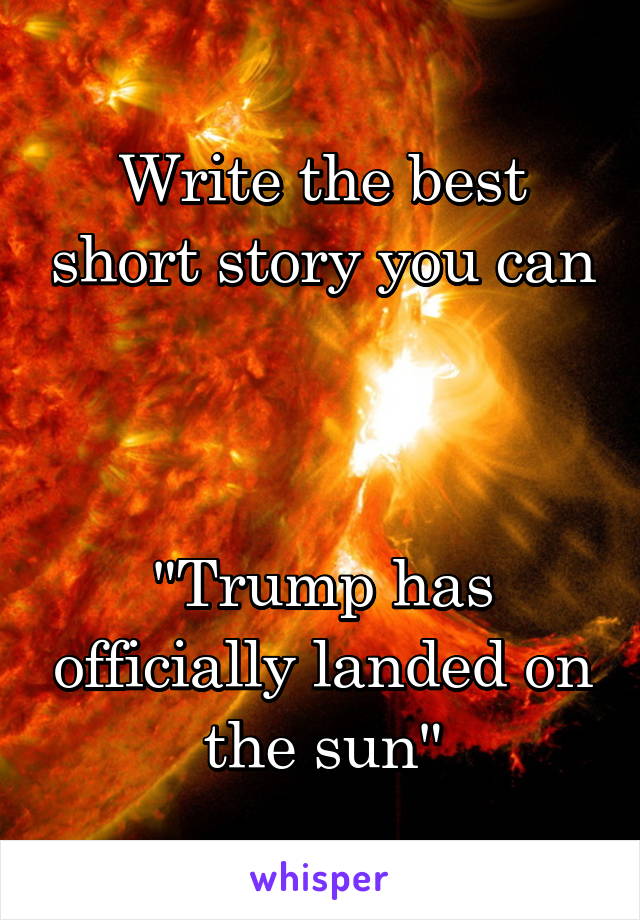 Write the best short story you can 


"Trump has officially landed on the sun"
