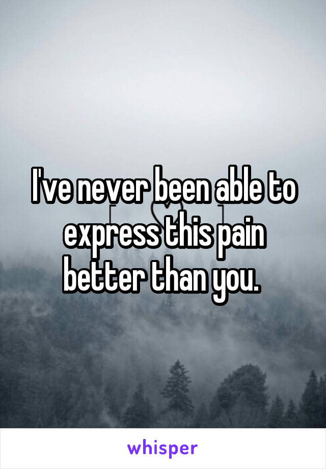 I've never been able to express this pain better than you. 