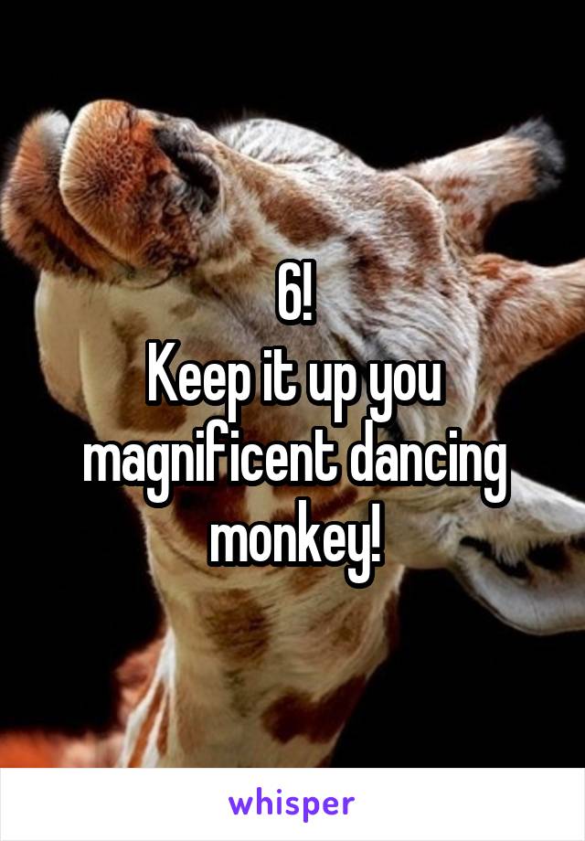 6!
Keep it up you magnificent dancing monkey!