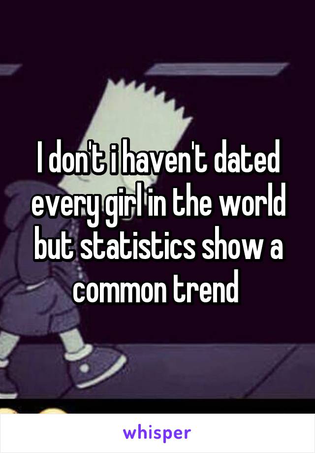 I don't i haven't dated every girl in the world but statistics show a common trend 