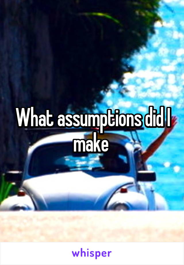 What assumptions did I make 