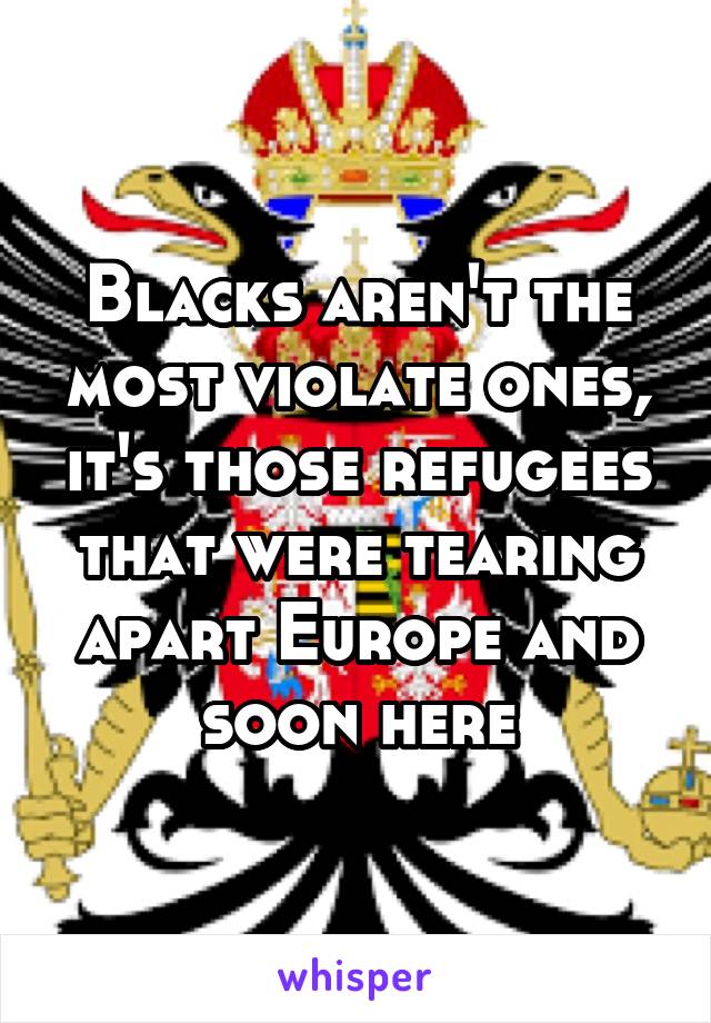 Blacks aren't the most violate ones, it's those refugees that were tearing apart Europe and soon here