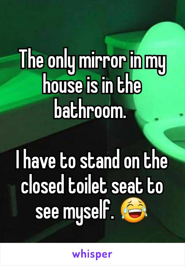 The only mirror in my house is in the bathroom. 

I have to stand on the closed toilet seat to see myself. 😂