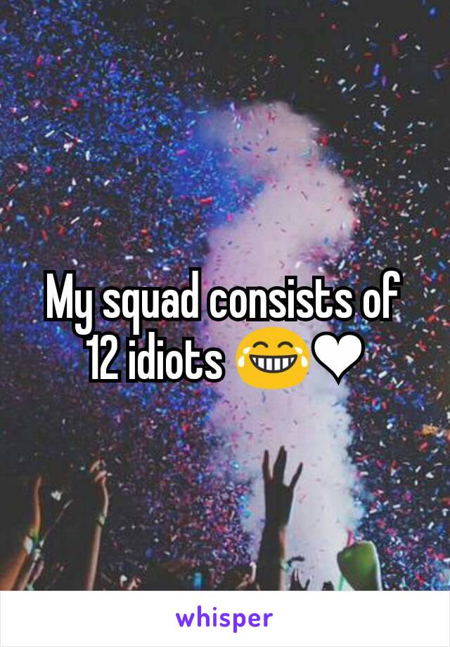 My squad consists of 12 idiots 😂❤