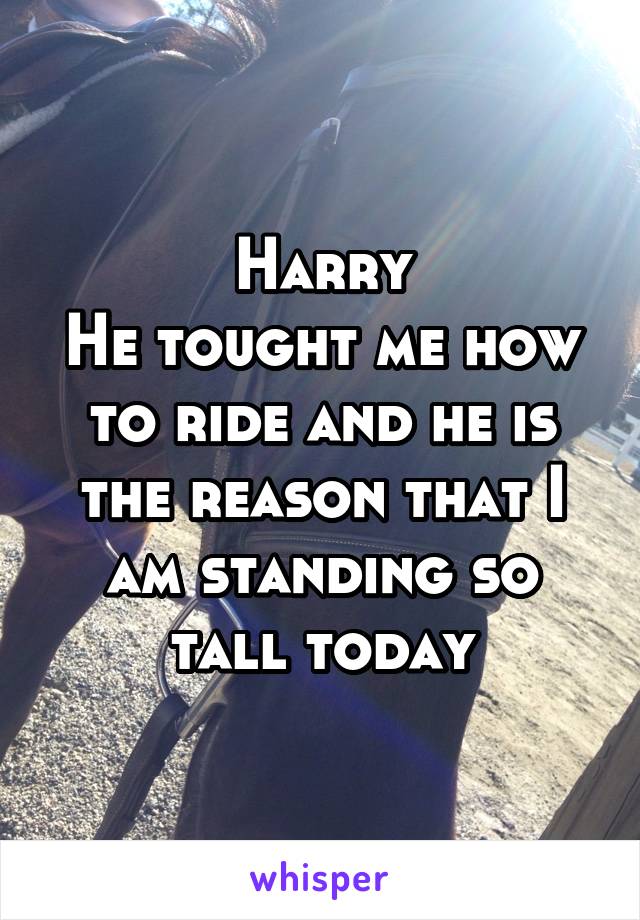 Harry
He tought me how to ride and he is the reason that I am standing so tall today