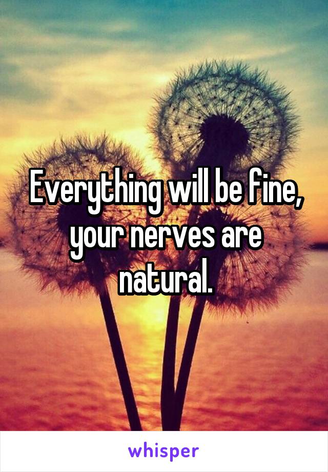 Everything will be fine, your nerves are natural.