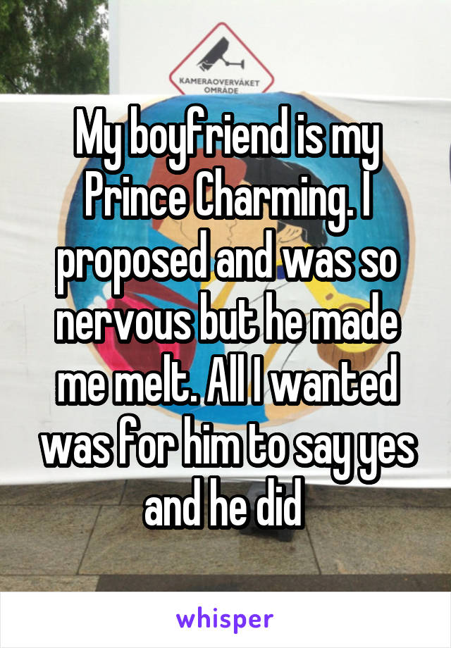 My boyfriend is my Prince Charming. I proposed and was so nervous but he made me melt. All I wanted was for him to say yes and he did 