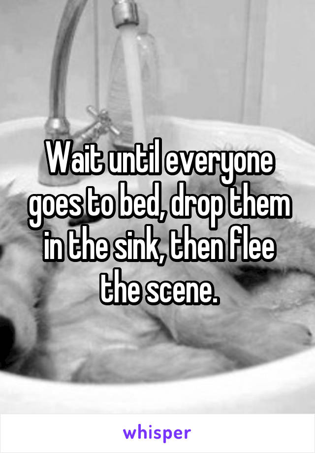 Wait until everyone goes to bed, drop them in the sink, then flee the scene.