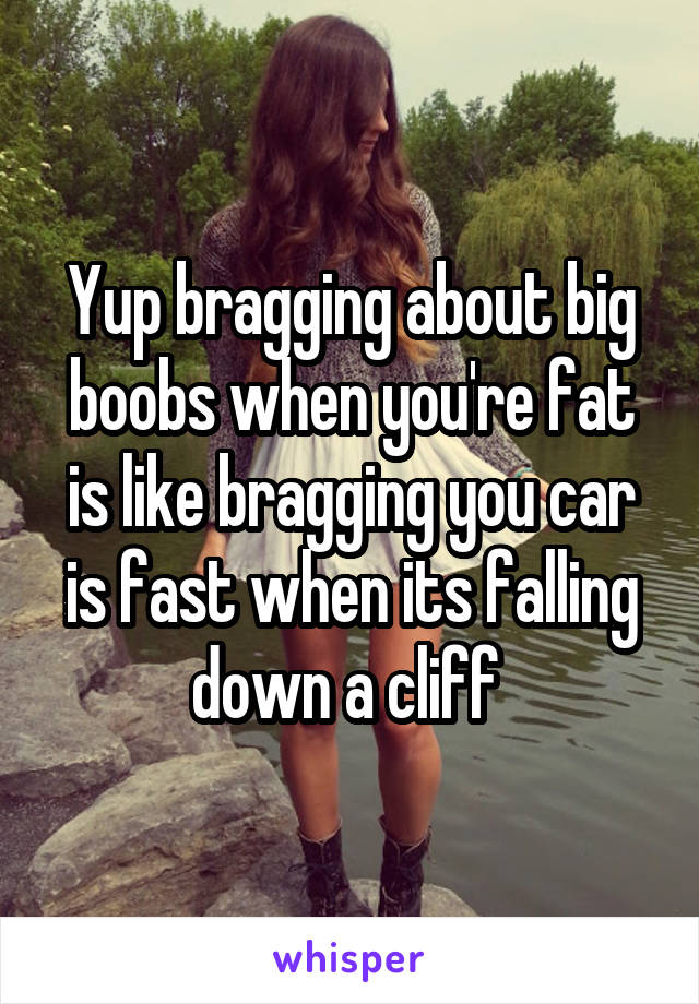 Yup bragging about big boobs when you're fat is like bragging you car is fast when its falling down a cliff 