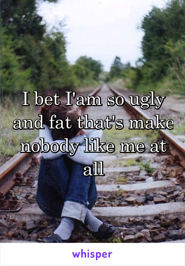 I bet I'am so ugly and fat that's make nobody like me at all