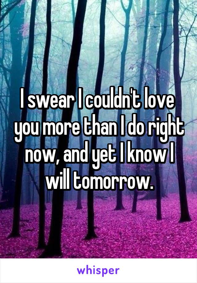 I swear I couldn't love  you more than I do right now, and yet I know I will tomorrow.