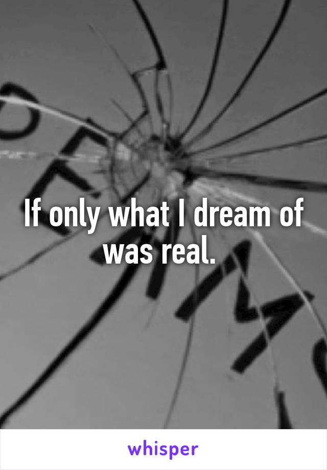 If only what I dream of was real. 