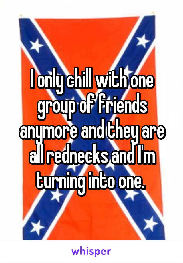 I only chill with one group of friends anymore and they are all rednecks and I'm turning into one. 