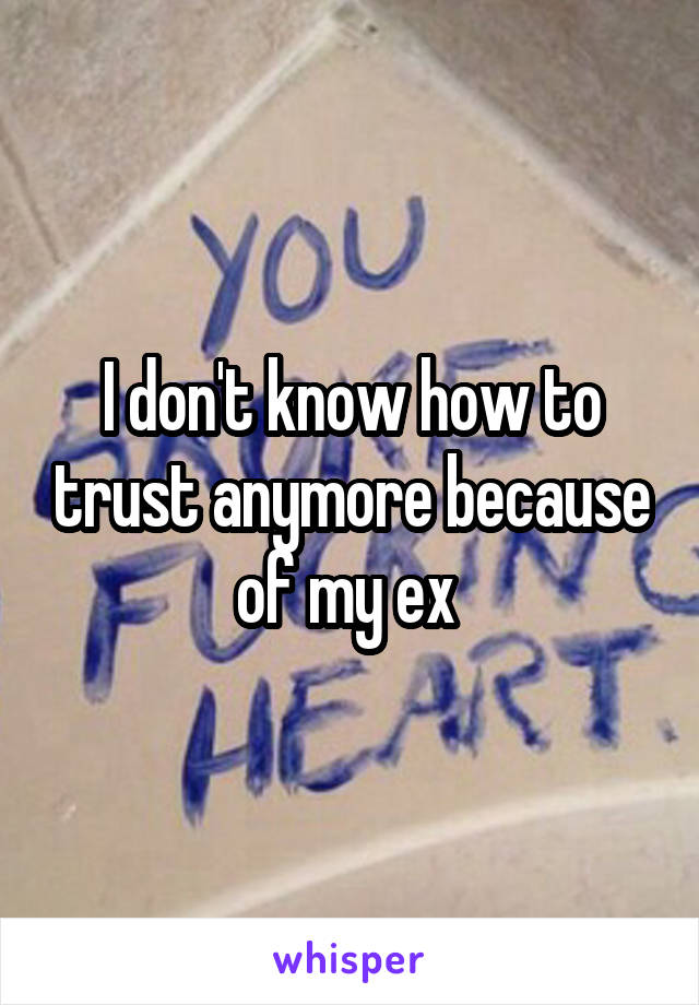 I don't know how to trust anymore because of my ex 