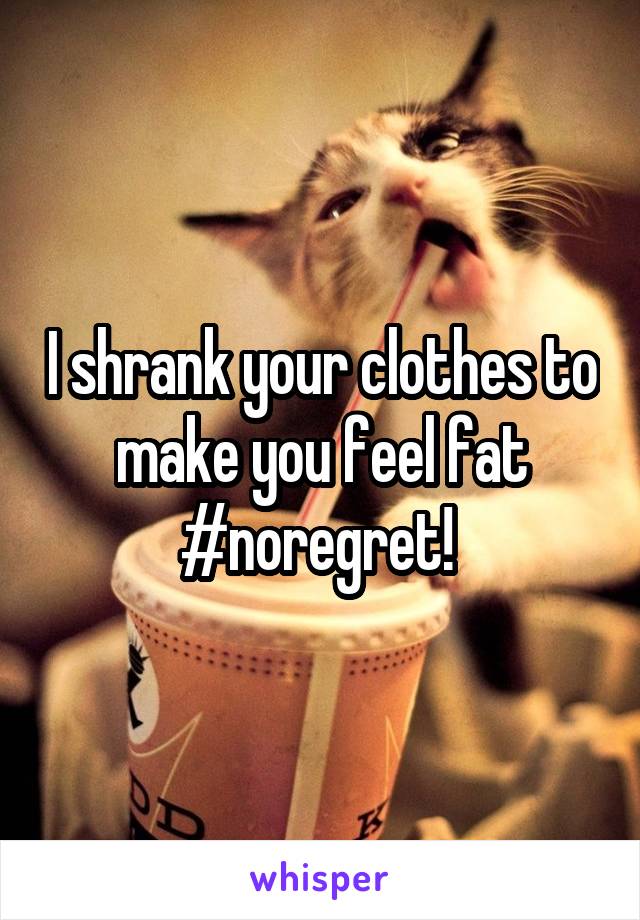 I shrank your clothes to make you feel fat #noregret! 