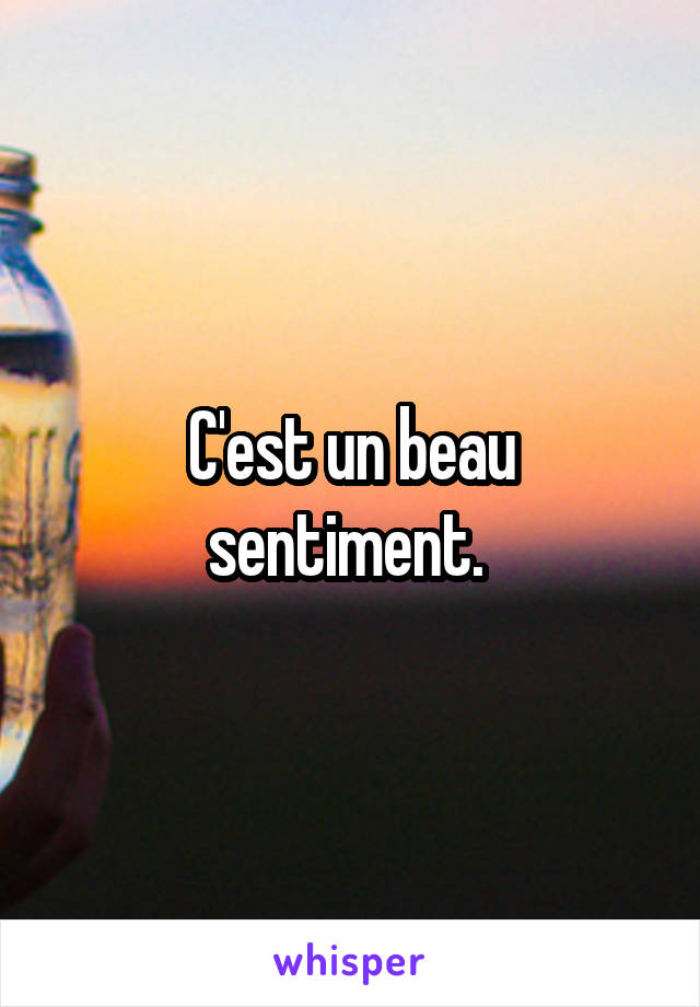 C'est un beau sentiment. 